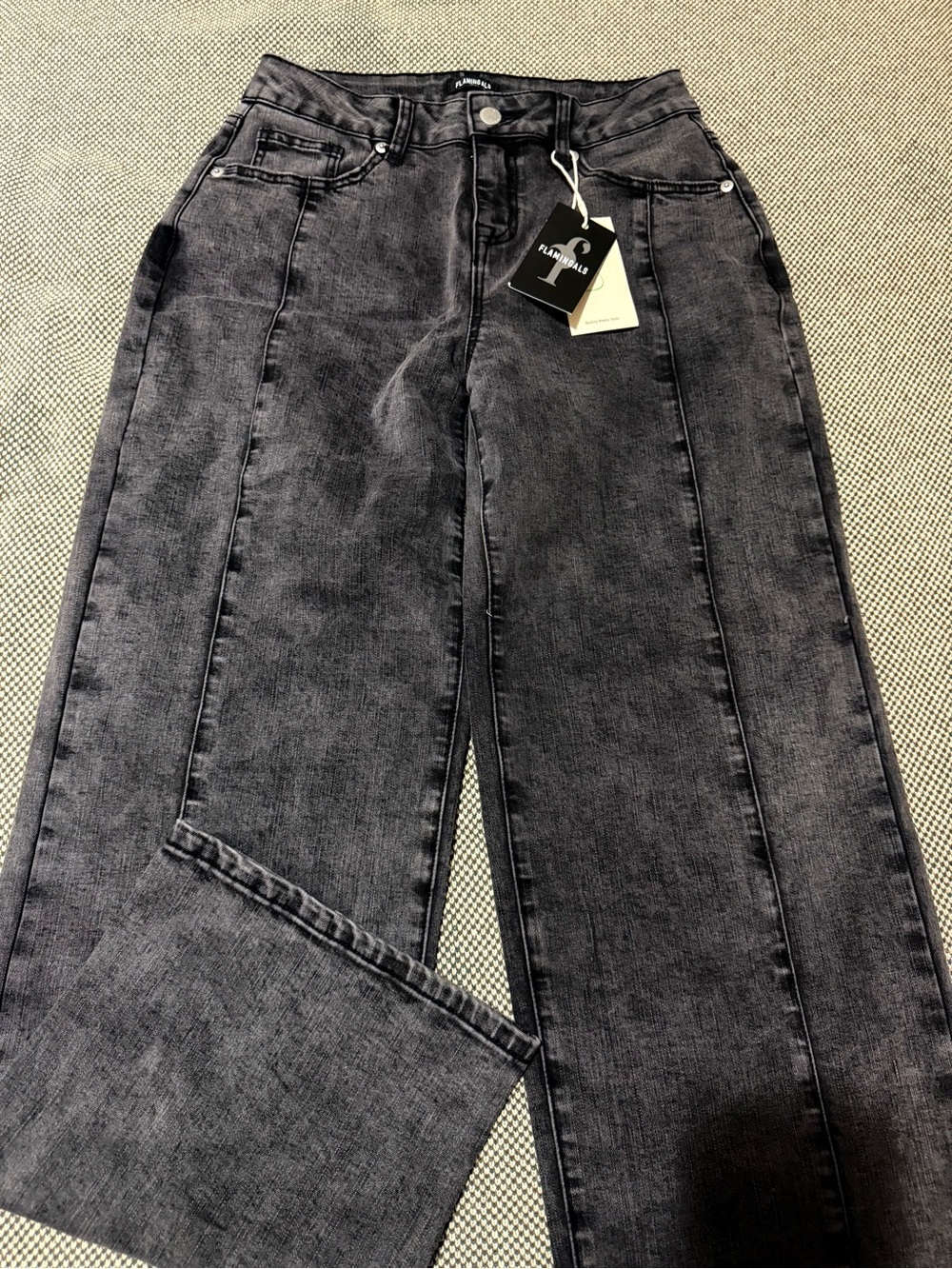 High-Rise Wide-Leg Jeans in Washed Black Sz Small